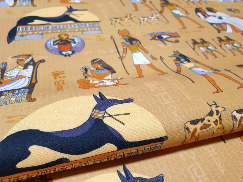 Ancient Egypt Upholstery Fabric by the Yard Egyptian Gods Etsy