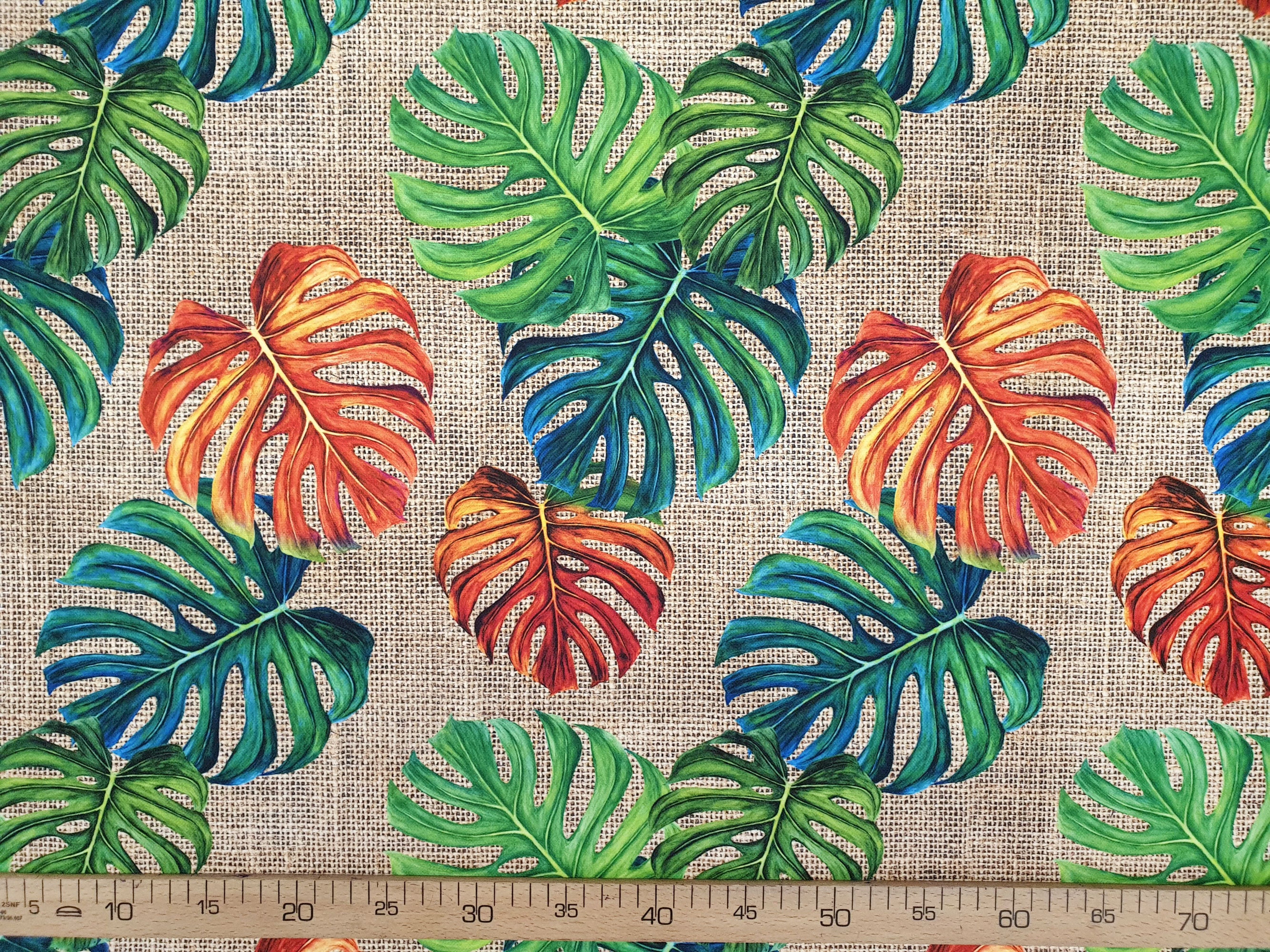 Monstera Blatt Stoff: Tropischer Jute-Druck, 145 cm breit - Etsy sterreich