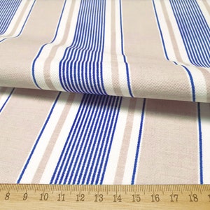 Tessuto a righe francesi blu navy - Tessuto a righe in stile country francese con strisce blu, tessuto per tappezzeria di sedie a righe sottili vintage