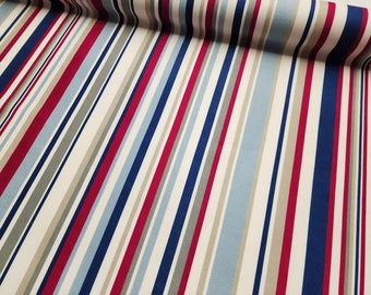 Tela de tapicería a rayas cortada a medida: Rayas con código de barras vintage, tela para sillas retro.