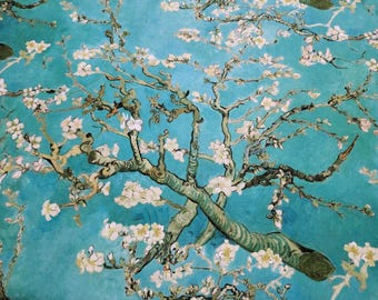 Van Gogh Almond Blossom Fabric, Almond Trees Branches Floral Flowers, Art Deco Print