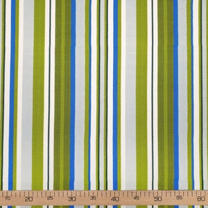 Vintage Blue Green Striped Upholstery Fabric: Bohemian Home Decor Furnishing Print