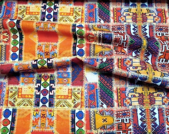 Tkanina z nadrukiem kilimowym: tkanina tapicerska w stylu boho tureckim patchworkowym