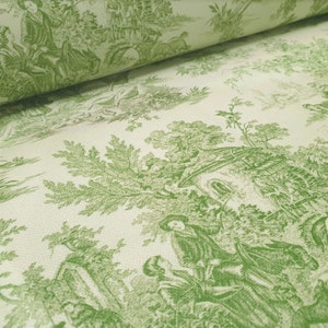 Grönt Toile de Jouy-tyg: Retro fransk bondgårdsklädsel på gården bild 2