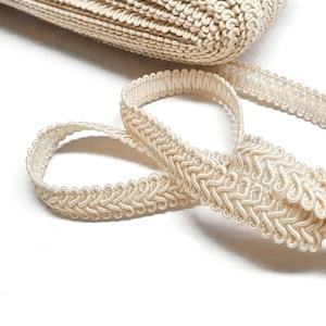 Ribete trenzado de color marfil cortado a medida: 2 a 25 yardas de ribete trenzado clásico tejido. Accesorios de molduras para tapicería