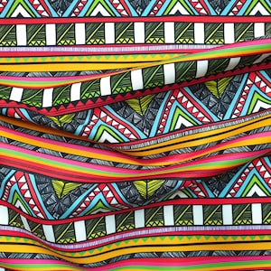 Aztec Print Fabric: Tribal Ethnic Triangles, Southwestern Home Decor