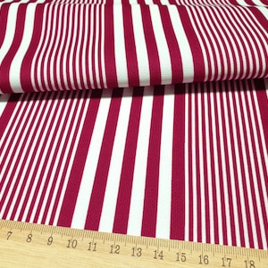 Maroon White Striped Upholstery Fabric: Home Decor Fabric by the Yard