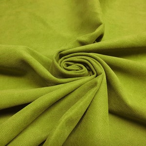 Lime Green Velvet Look Upholstery Fabric - 56&quot; Wide, Solid Drapery, Furnishing, Multipurpose Use