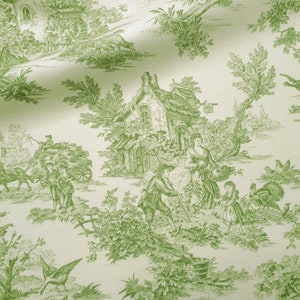 Grönt Toile de Jouy-tyg: Retro fransk bondgårdsklädsel på gården bild 4