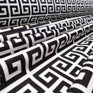 Greek Key Print Upholstery Fabric by the Yard Black Key on White ...