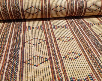 Bohemian Kilim Print Fabric: Ethnic Straw Color Upholstery Fabric