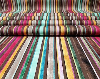 Tela de rayas arcoíris retro: tapicería y decoración del hogar, vintage, estampados para muebles