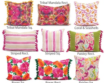 Fuchsia Pink Pillow Cover: Bohemian Decorative Cushion