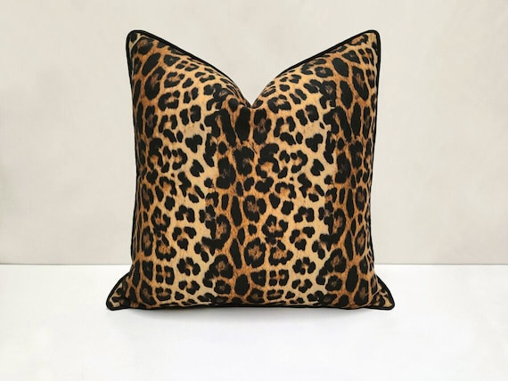 Leopard Print Pillow Cover Leopard Skin Throw Pillow With Piping