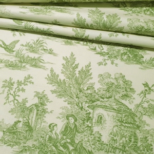 Grönt Toile de Jouy-tyg: Retro fransk bondgårdsklädsel på gården bild 5