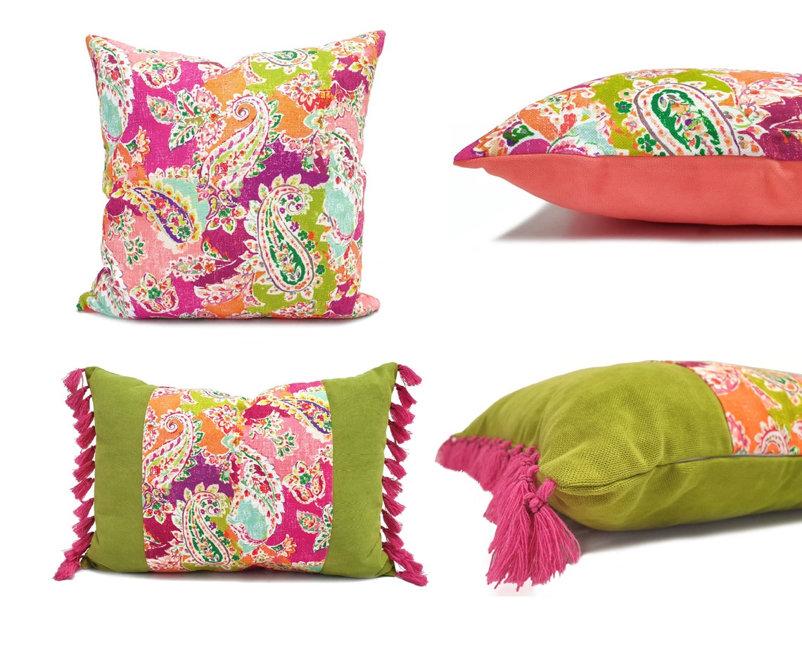 Fuchsia Pink Pillow Cover: Bohemian Decorative Cushion - Etsy