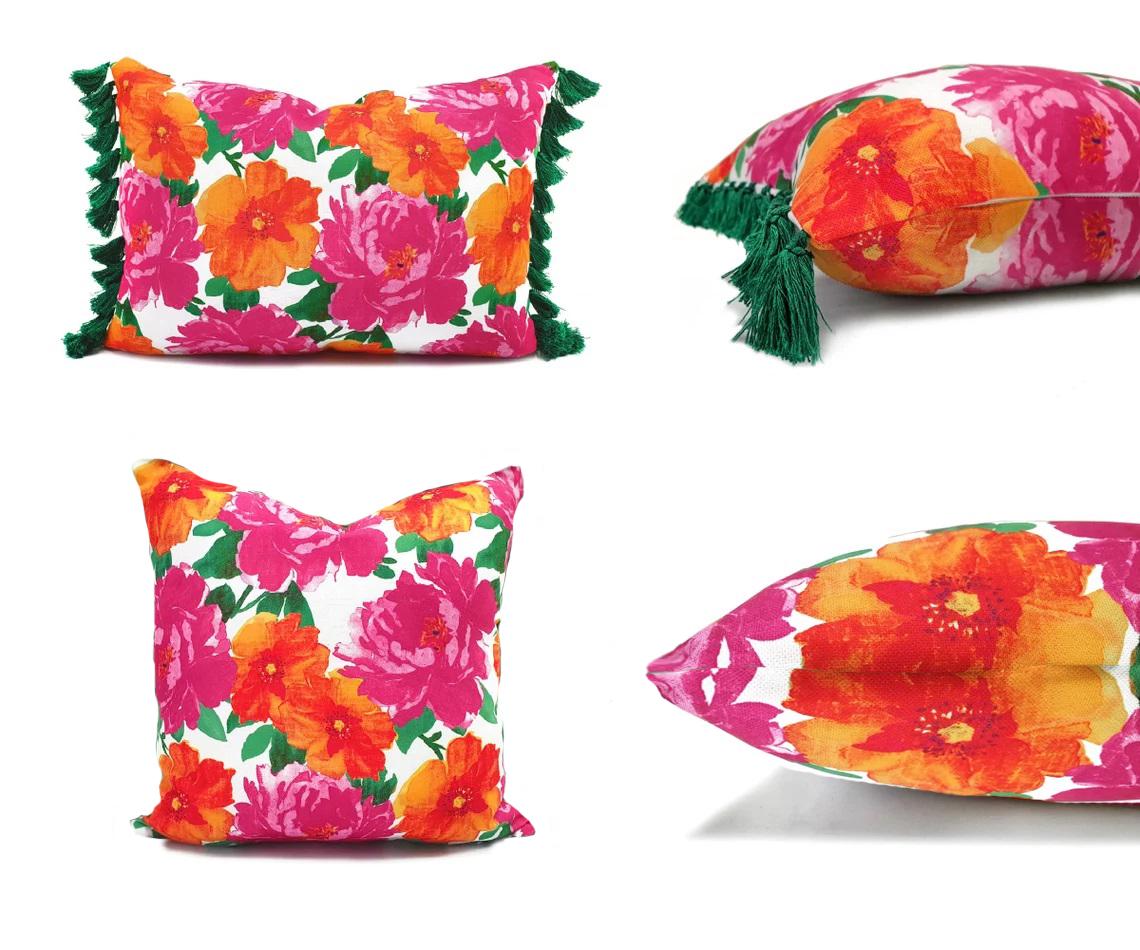 Fuchsia Pink Pillow Cover: Bohemian Decorative Cushion - Etsy