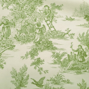Grönt Toile de Jouy-tyg: Retro fransk bondgårdsklädsel på gården bild 3