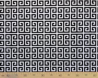 Greek Key Upholstery Fabric: Black Geometric Print by the Yard