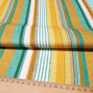 Striped Upholstery Fabric: Turquoise, Mustard Yellow, White - Boho Decor