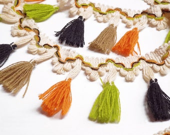 5ヤード マルチカラーコットンタッセルフリンジトリム：DIY裁縫クラフト