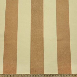 Tessuto a righe color caramello e cappuccino tagliato su misura - Righe larghe nei toni del marrone, tendaggio a righe larghe 56", tessuto per tappezzeria