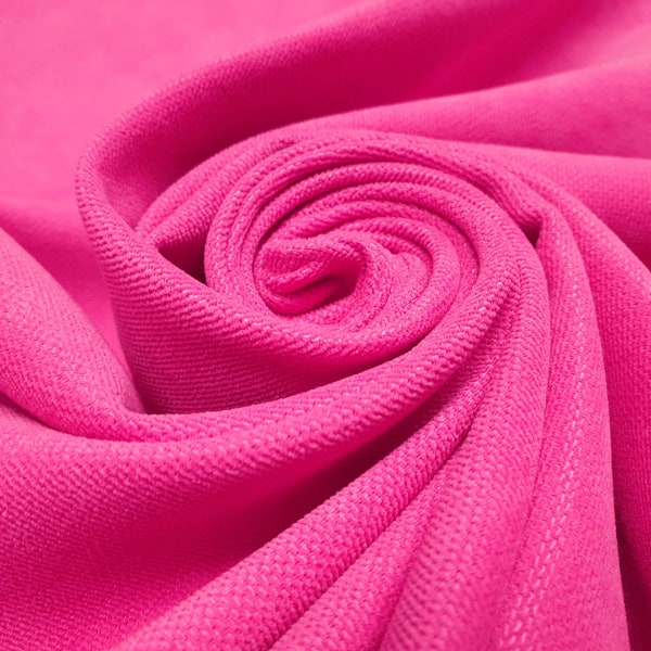 Fuchsia Fabric - 55" Wide Hot Pink Color Soft Microfibre Solid Fabric, Plain Upholstery Fabric, Chair Upholstery Fabric, Home Decor Fabric