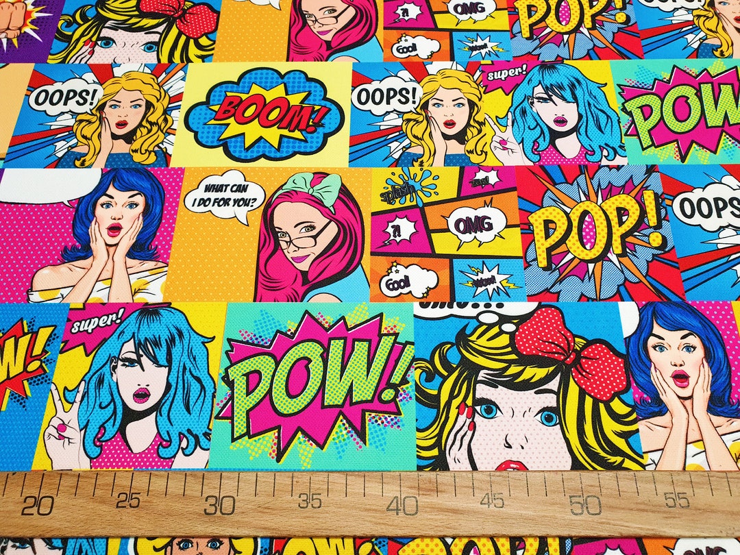 Pop Art Comic Book Fabric: Retro Woman Print, Upholstery & Drapery