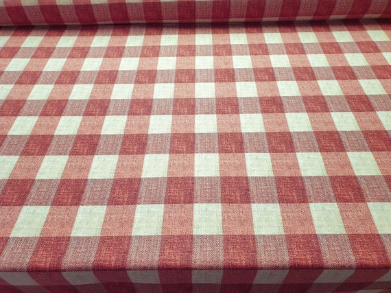 Tessuto Cotone Quadretti Rosso E Bianco Al Metro - Per Cuscini, Tovaglie, Tappezzeria E Hobby