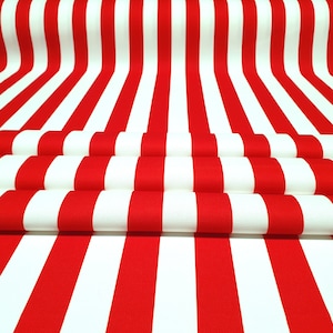 Red and White Striped Upholstery Fabric: 1.2&quot; Stripes, Home Decor