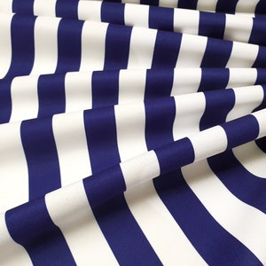 Navy Blue and White 1,2&quot; Striped Fabric by the Yard - For Home Decor Curtain Pillow Cushion, Chair Sofa Furnishing Digital Print Fabric