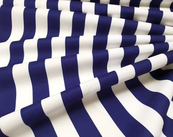 Navy Blue Striped Fabric: 1.2" Stripes, Digital Print Microfibre, Home Decor By The Yard