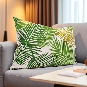 Retro Palm Leaf Pillow Cover: Tropical Summer Decor