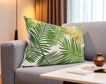 Retro Palm Leaf Pillow Cover: Tropical Summer Decor