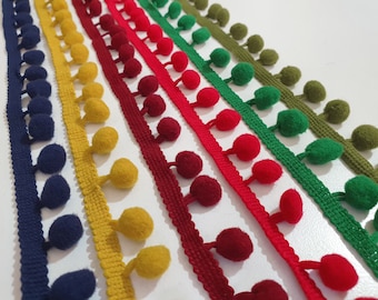 10 mm Pom Pom Trim Garland - Ball Fringe Ribbon, Fabric Sewing Accessories Pom Pom Bobble Trim by the Yard, Wedding Decor Lace and Trims