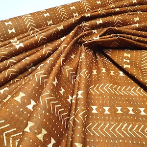 Ginger Mudcloth Print Tyg: Boho Möbeltyg på gården