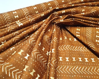 Ginger Mudcloth Print Fabric: Bohemian Upholstery Fabric by the Yard