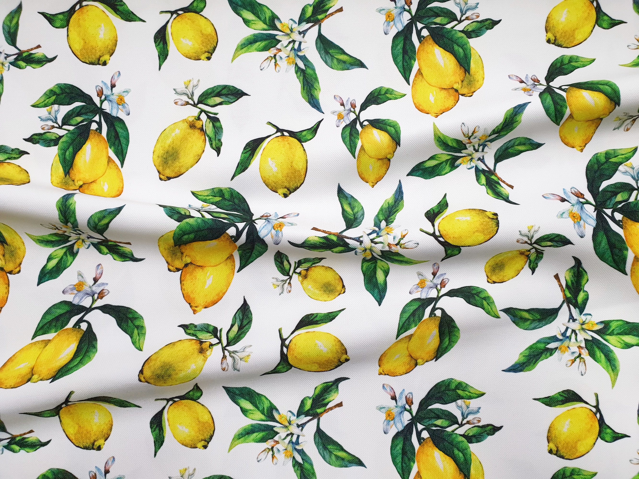 Lemon and Leaves Fabric Yellow Citrus Lemons Fabric - Etsy