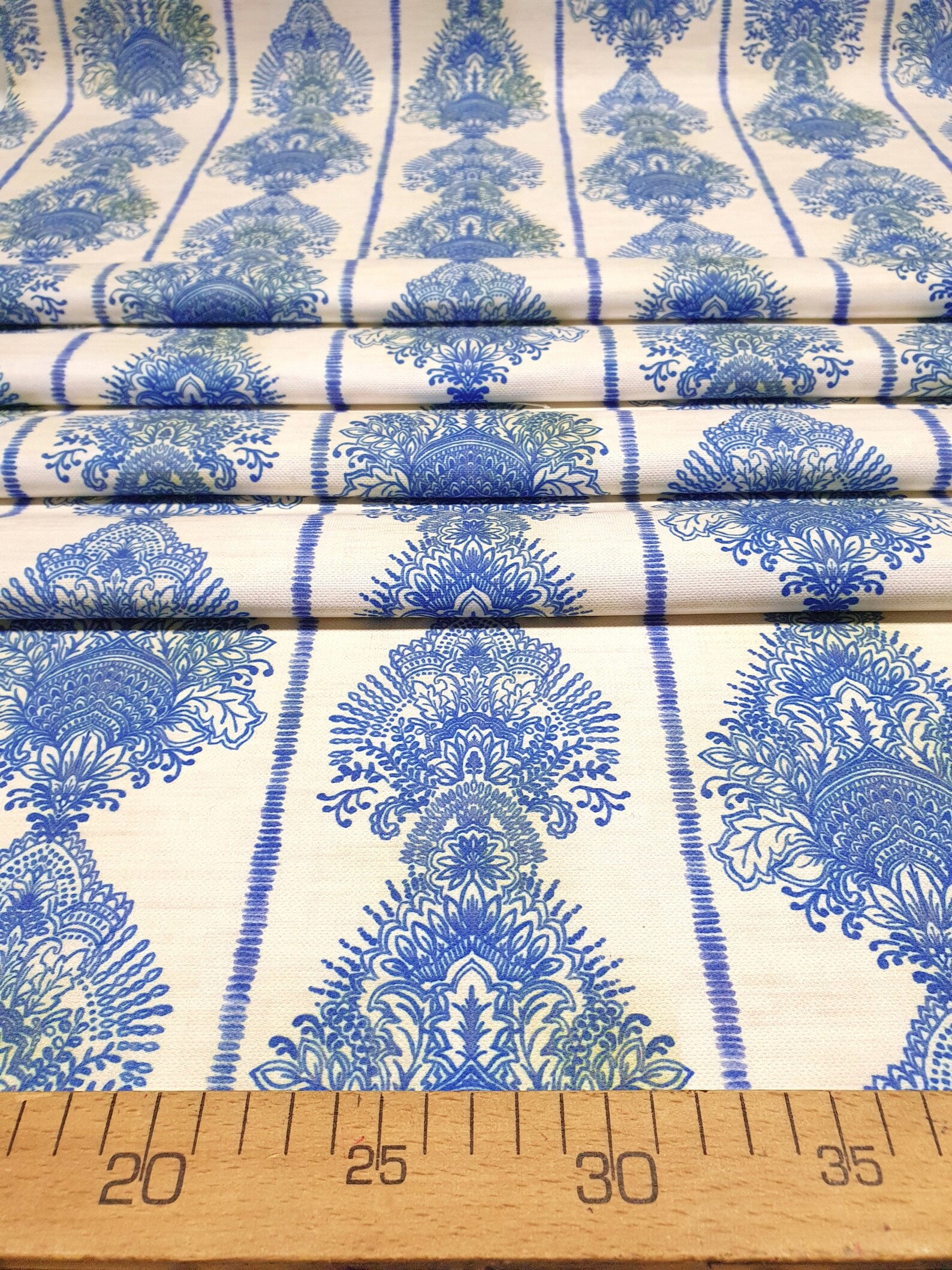 Blue Damask Upholstery Fabric Soft Retro Damask Print Fabric Etsy