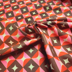 アンティーク雑貨 MAC Super Vintage Fabric 70s Retro Orange Fabric, Vintage Geometric 1970s Home Decor