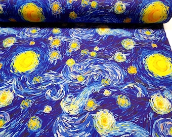 Van Gogh Starry Night Fabric: Painting Art Print Upholstery Fabric