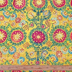 Mustard Uzbek Medallion Upholstery Fabric: Digital Print Home Decor