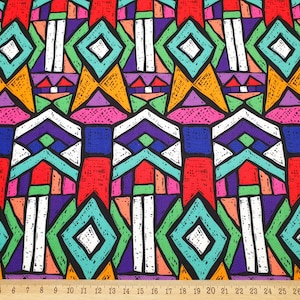 Boho Aztec Fabric: Colorful Tribal Print, Upholstery Fabric