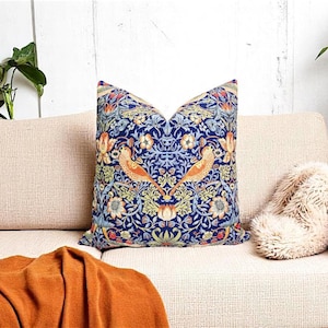 Strawberry Thief Throw Pillow Cover - William Morris Art Nouveau Pillowcase, Victorian Decor Pillow, Classic Home Decor Cushion Cover