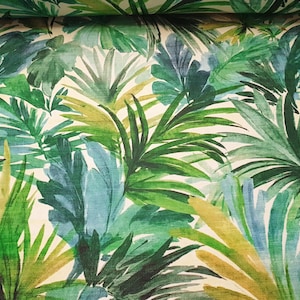 Tropical Palm Leaf Print Fabric: Stain Resistant Upholstery