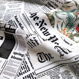 Newspaper Fabric by the Yard Black White Upholstery Craft - Etsy