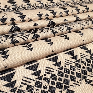 Tribal Aztec Print Fabric by the Yard - Geometric Black and Beige Bohemian Fabric, Home Decor, Drapery, Furniture, Chair Upholstery Fabric