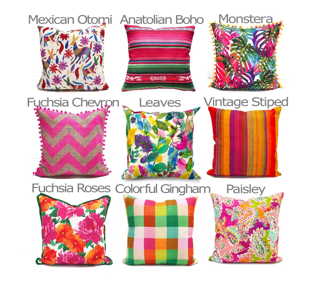 Fuchsia Pink Pillow Covers Decorative Cushion Cover, Bohemian Pillow