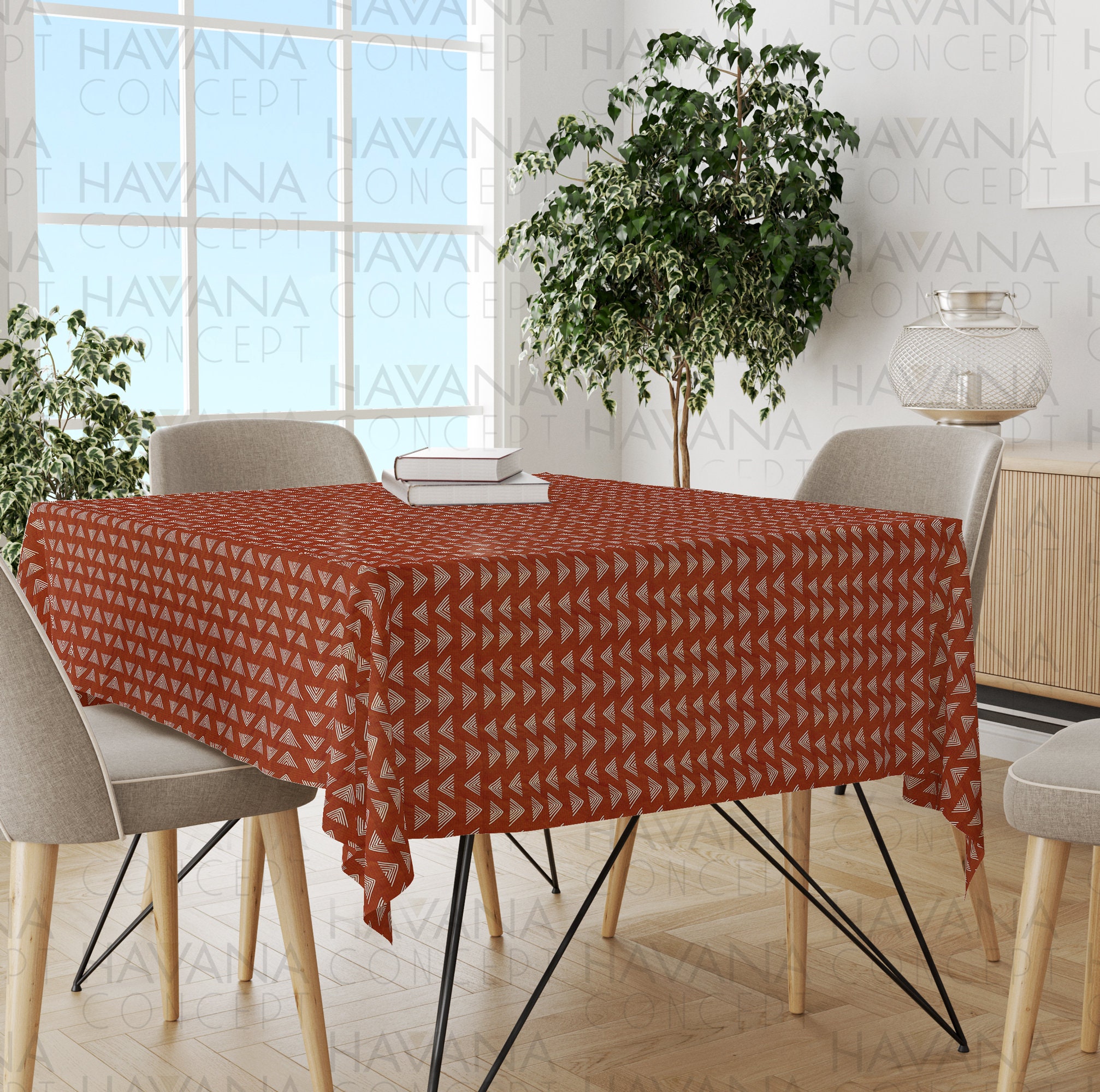 Boho Mudcloth Tablecloth: Southwestern Aztec Stain Resistant Linen - Etsy
