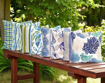 Coastal Pillow Cover: Blue Green Nautical Throw Pillow Case